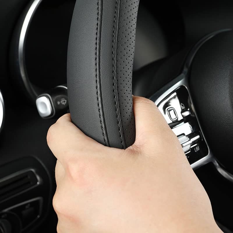 Szttswamp Car Steering Wheel Cover, Microfiber Leather Black 14.5-15 Inch - Image 3
