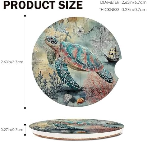 Sea Turtle Car Coasters Set of 2 - Image 2