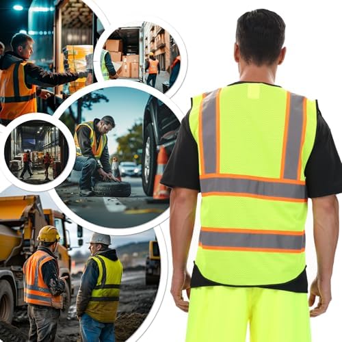JKSafety Safety Vest for Men Women Hi Vis Reflective Vest JK220 OBlack M - Image 6