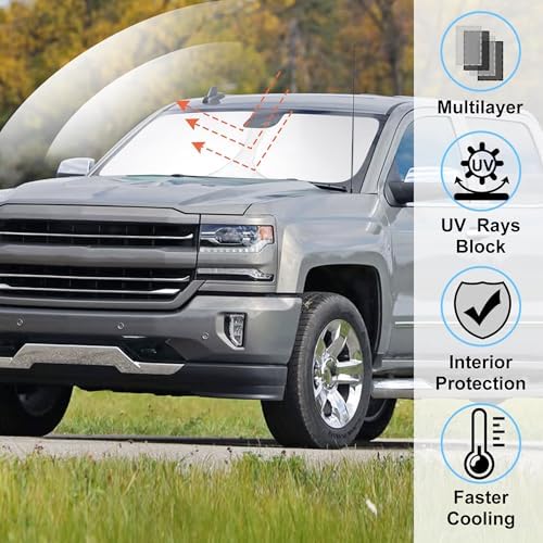 Windshield Sun Shade for 2014-2018 2019 Chevrolet Silverado - Image 2