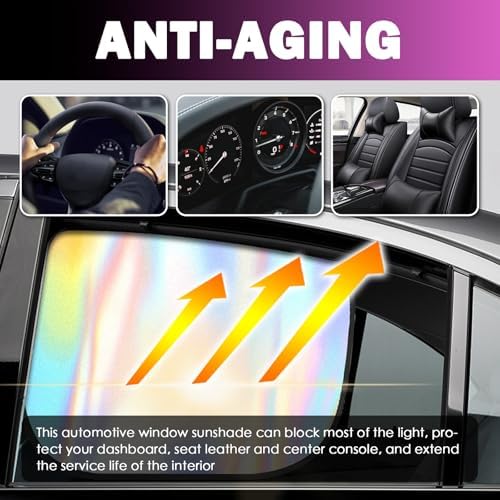 2PCS Static Cling Car Side Window Sun Shade, Radium Reflective Car Window Shades - Image 4
