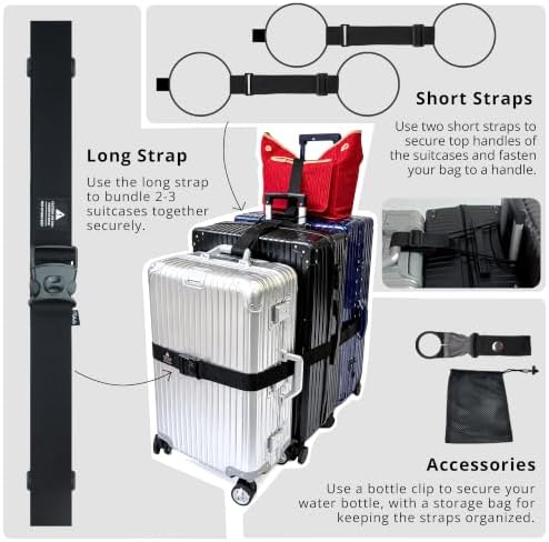 Adjustable Luggage Straps for Suitcases 4pcs Connect Suitcases - Image 3