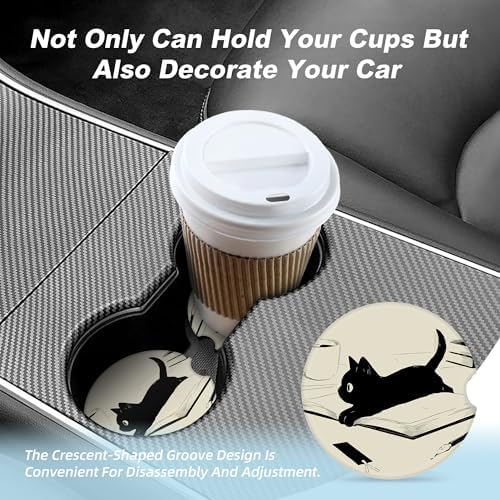 Kawaii Anime Black Cat Car Coasters - Image 7