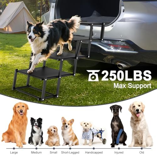 Extra Wide 20" Dog Stairs for Large Dogs, Dog Steps for Car 4 Steps - Image 2