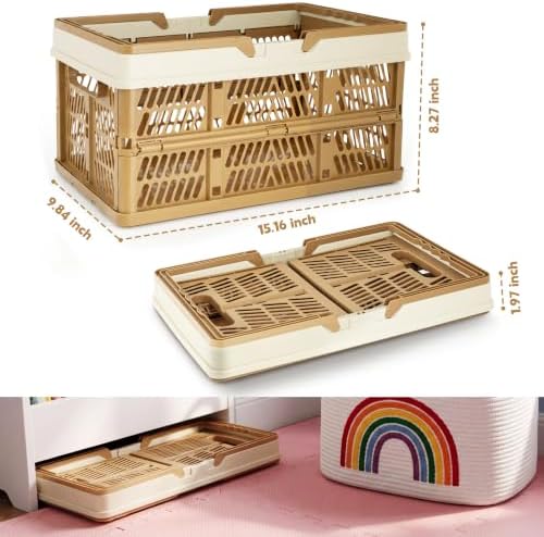 VALESKA Collapsible Crate 20L, Foldable Plastic Milk Crates - Image 5