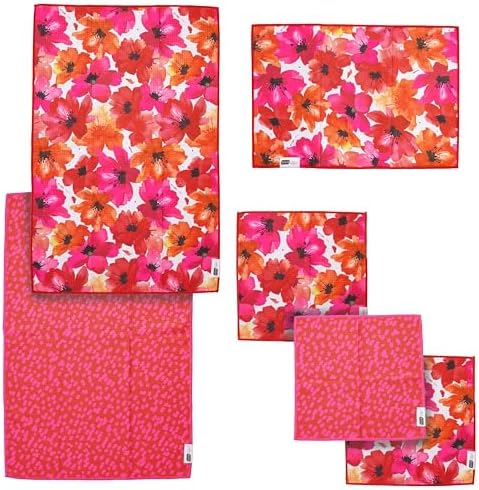 RITZ 6-Piece Poppy & Dots Microfiber Kitchen Set – Vibrant Watercolor Botanical by RITZ