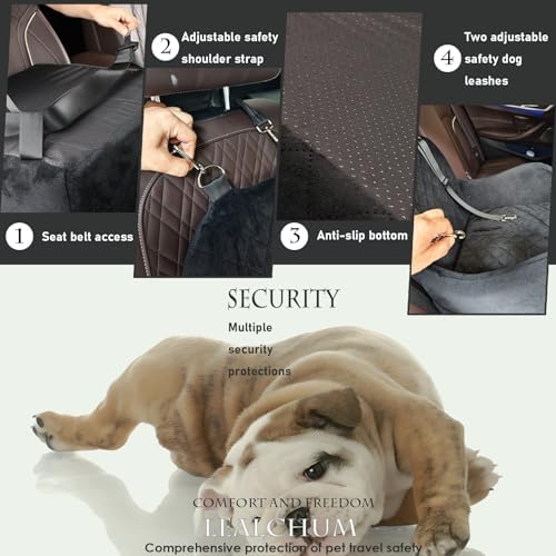 Lealchum Dog Booster Car Seat for S/M Dogs Up to 35lbs, Soft 6in Elevated - Image 4
