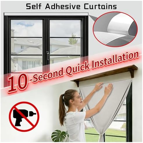 100% Blackout Adhesive Blackout Curtains- Self Stick Shades Window Blinds - Image 3