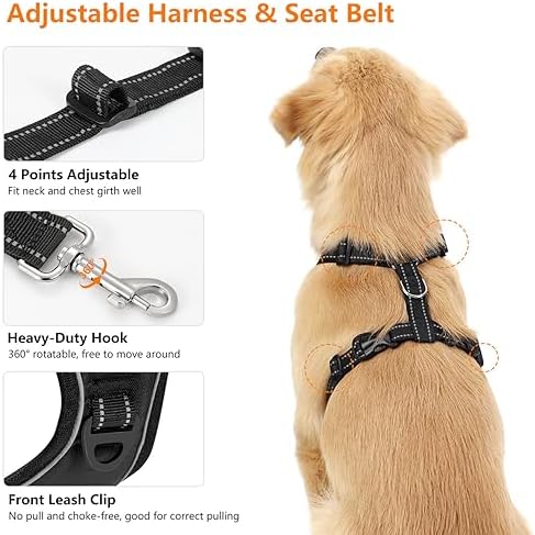 VavoPaw Dog Car Belt, Dog Harness Reflective Strip & Adjustable Buckle - Image 4