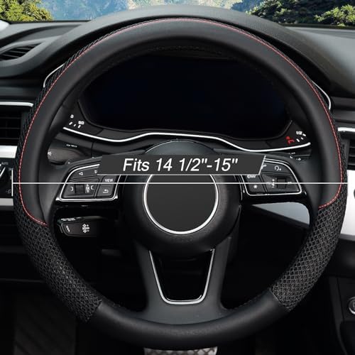 KAFEEK Steering Wheel Cover, Cooling Ice Silk Leather, 15 Inch - Image 2