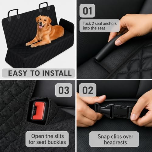 Back Seat Cover for Dogs, 600D Waterproof Split Bench Car Seat Protector - Image 3