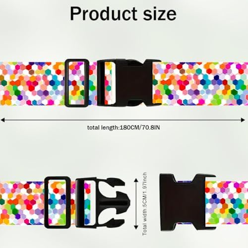 2PC, Geometric Luggage Strap 1.97 x 70.87 inch Colorful Hexagon Pattern - Image 5