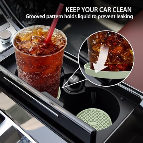 ME.FAN Car Cup Coasters Silicone Car Coasters/Cup Mats, Non-Slip Recessed Car - Image 2