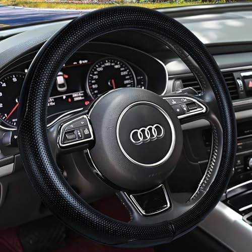 Haokay Heavy Duty Pure Cowhide Steering Wheel Cover, Genuine Leather Steering by HAOKAYAUTOPRODUCTS