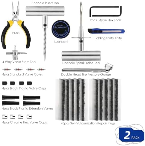 AUTOWN Flat Tire Repair Kit 68pcs 2-Pack, Tire Plug Kit to Fix Punctures - Image 2