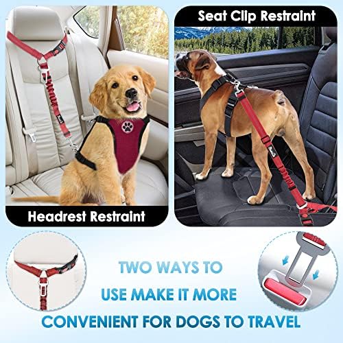 SlowTon Dog Seat Belt for Car, 2 Pack Dog Car Harness Seatbelt - Image 2