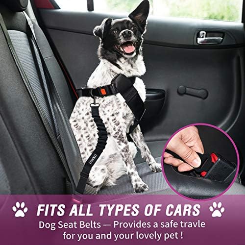 COOYOO Dog Seat Belt, 3 Piece Set Retractable Dog Car Adjustable Seatbelts - Image 2