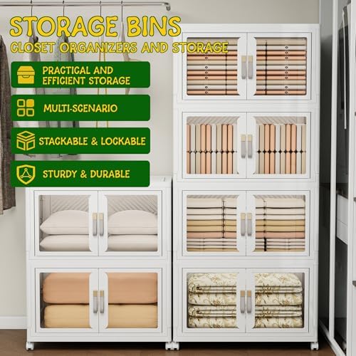 Stackable Storage Bins with Doors & Lids & Wheels - Image 5