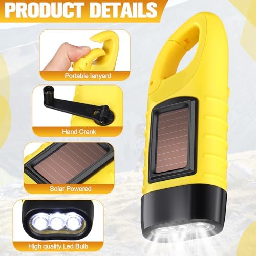 Leelosp 2 Pcs Hand Crank Solar Flashlight Emergency LED - Image 3