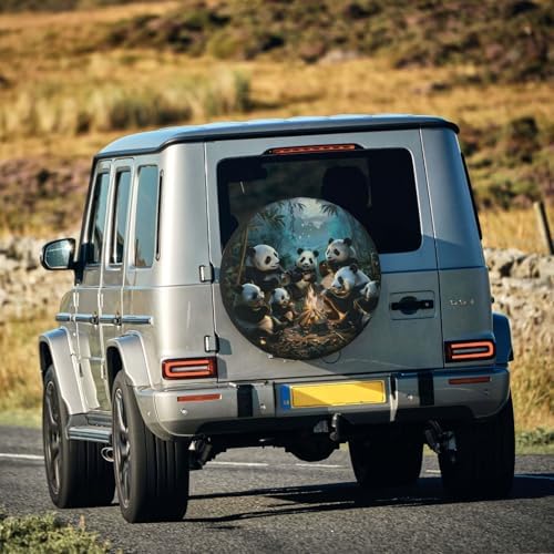 Spare Tire Cover Pandas Sit Around A Campfire Wheel Tire Cover Waterproof Sun - Image 7