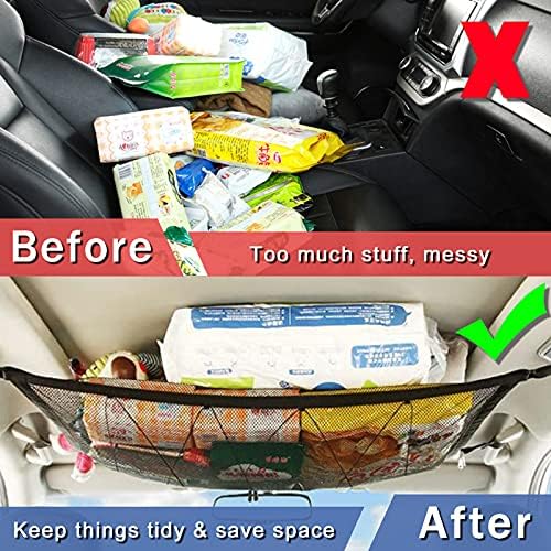 Car Ceiling Storage Net | Double Zipper, Adjustable Strap Prevent Falling - Image 2