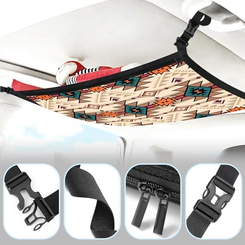 Aztec-Style Car Storage Mesh Organizer Ceiling Cargo Net Double-Layer - Image 6