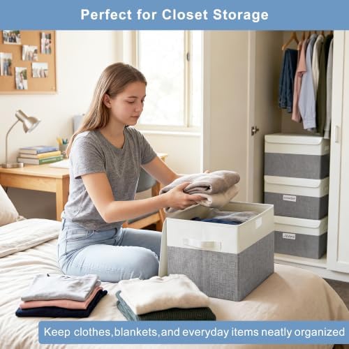 Bagnizer Large 22 Quart Linen Fabric Foldable Storage Bin Cube Organizer Basket - Image 3