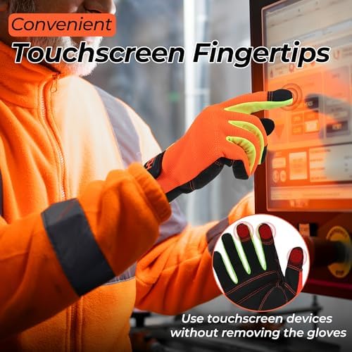 HANDLANDY Work Gloves for Men & Women, Utility Mechanic Working Gloves Touch - Image 4