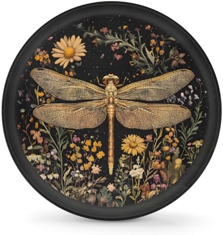 Spare Tire Cover for RV Trailer, Dragonfly Flower Waterproof Sun Leather Wheel by cfpolar