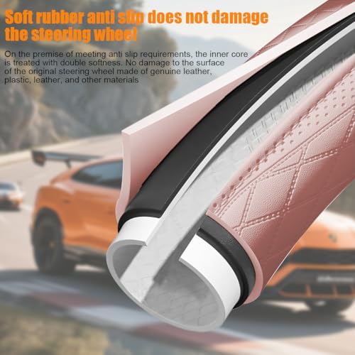 Zpana 14.5-15" Car Steering Wheel Cover, Breathable Soft Leather - Image 3
