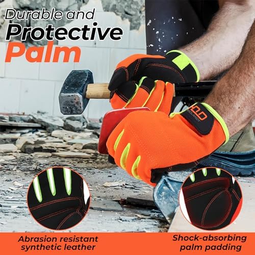 HANDLANDY Work Gloves for Men & Women, Utility Mechanic Working Gloves Touch - Image 2