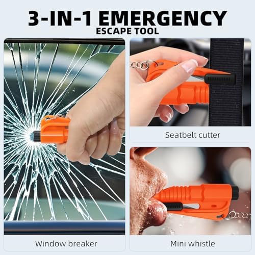 40 Pcs Car Window Breaker Key Chains, 3 in 1 Glass Breaker Seat Belt Cutter - Image 3