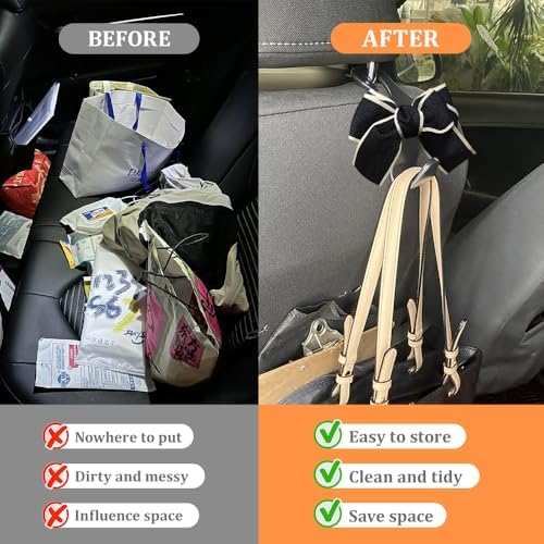 2PCS Car Seat Headrest Hooks, Car Bag Hooks, Cute Bow Knot Vehicle Seatback - Image 5