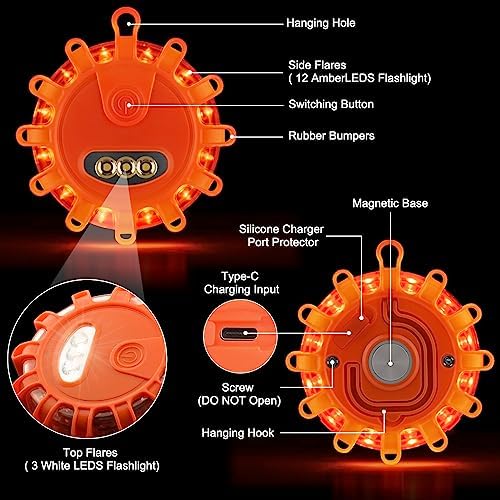 USB Rechargeable LED Road Flares Emergency Lights - Image 3