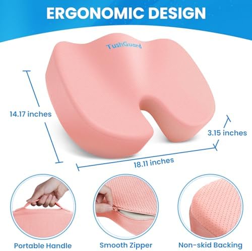 TushGuard Seat Cushion for Office Chair, Memory Foam Chair Cushion - Image 2