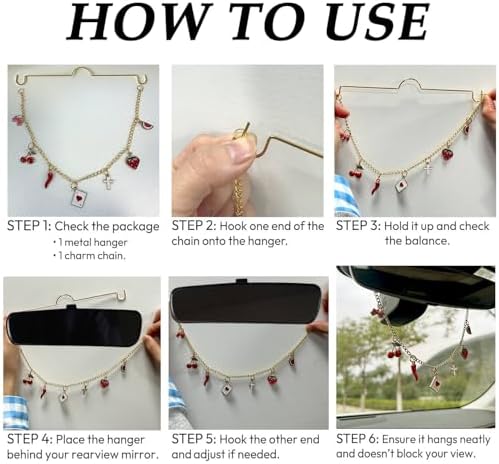 Car Rearview Mirror Charm Gold Hanging Cross Butterfly Bow Ornament - Image 5