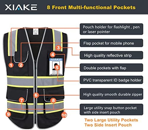 XIAKE Reflective Safety Vest for Men & Women High Visibility Class 2 Vest - Image 3