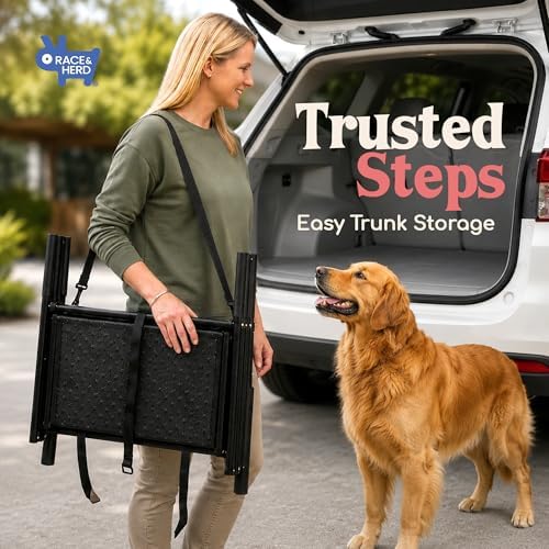 Race&Herd 18.5" Stairs for Dogs to Get in Car — Folding Dog Steps - Image 5