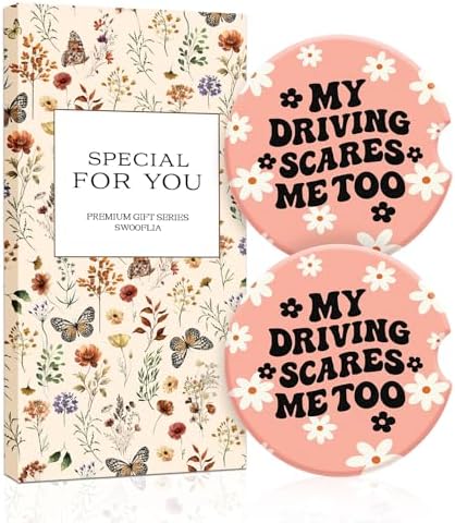 Swooflia 2 Pack Absorbent Ceramic Car Coasters by Swooflia