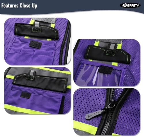 JKSafety Safety Vest for Men Women Hi Vis Reflective Vest JK220 PurpleB XL - Image 3