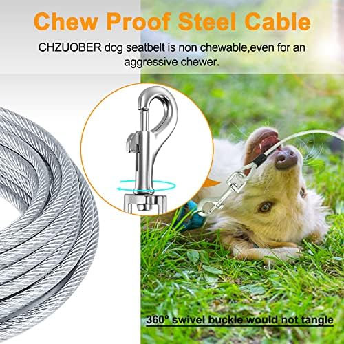 Chew Proof Dog Car Seat Belt, 2 in 1 Steel Cable Dog Car Accessories Headrest - Image 2