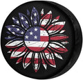 American Flag Sunflower Flower Spare Tire Cover Dust-Proof Wheel Tire Cover Fit by Foruidea