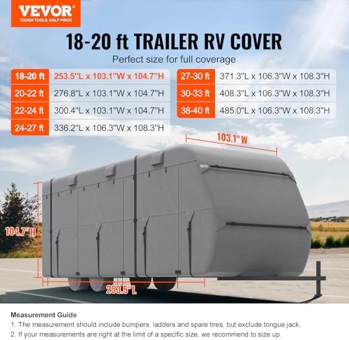 VEVOR Travel Trailer Cover, 18-20 ft RV Cover, 4-Layer Non-Woven Fabric Camper - Image 2