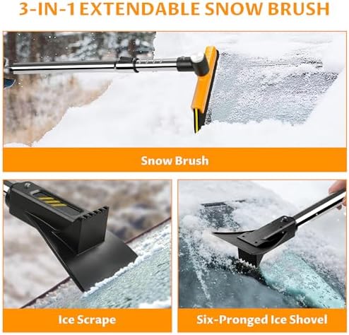 helloleiboo 39.4" Ice Scrapers for Car Windshield Extendable Snow Brush for Car - Image 3
