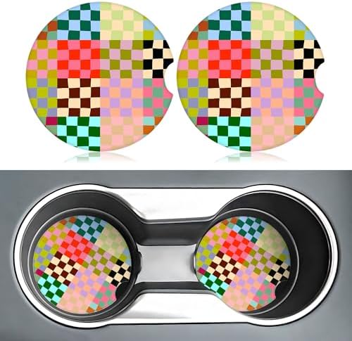 Colorful Checkered Car Coasters - Image 2