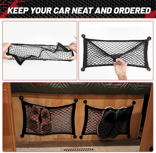 RED WOLF Universal Cargo Net Pocket Elastic Netting Car Mesh Pouch - Image 5