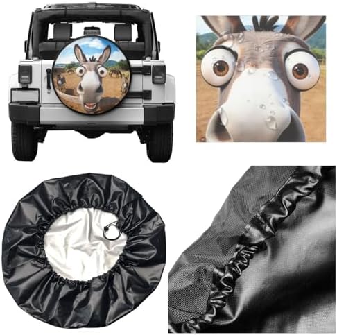 PVC Leather Spare Tire Covers for Trailers, Funny Cute Donkey Animal Wheel - Image 5