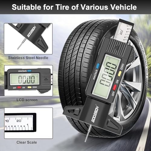 GODESON Digital Tyre Tread Depth Gauge UK, 0-25.4 Mm Inch Tyre Guage Digital - Image 3