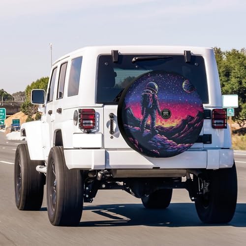 Delerain Spare Tire Cover with Backup Camera Hole Astronaut Galaxy Wheel Covers - Image 2