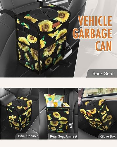 Pritent Car Trash Can with Lid Leakproof Car Garbage Bag Vehicle Trash Bin - Image 6